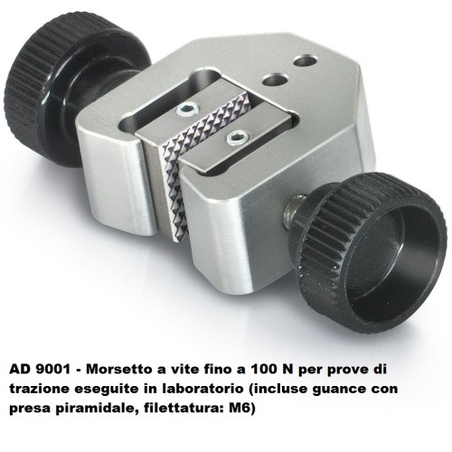 AD 9001 - Morsetto a vite fino a 100 N per prove di trazione eseguite in laboratorio (incluse guance con presa piramidale, filettatura: M6)